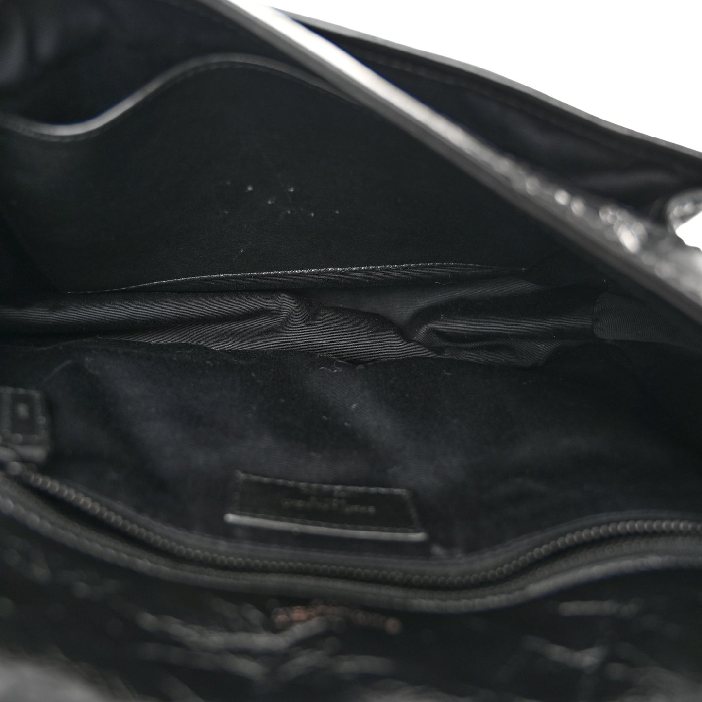 Crinkled Calfskin Matelasse Monogram Medium Niki Chain Satchel Black