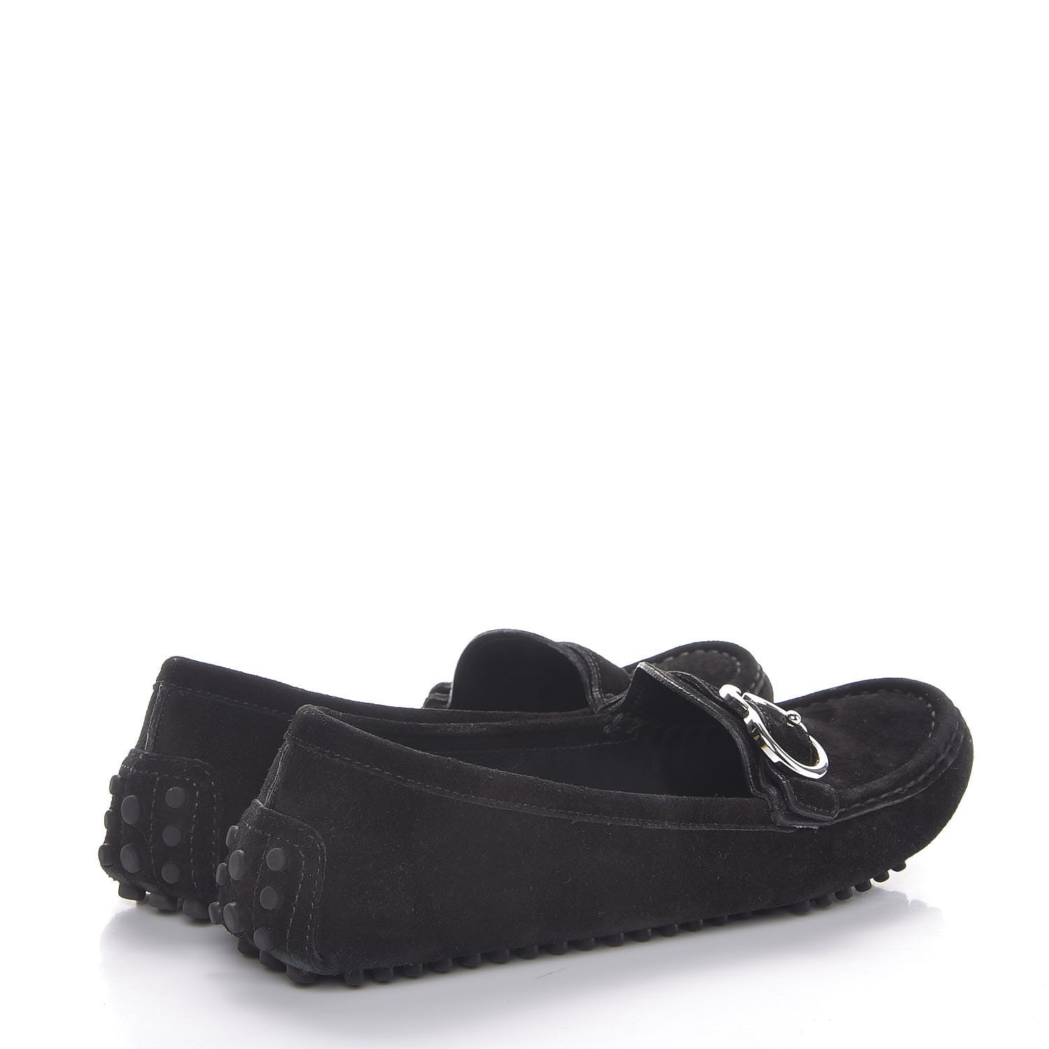 Gucci Suede GG Buckle Driver Loafers 37 Nero Black 4 of 10