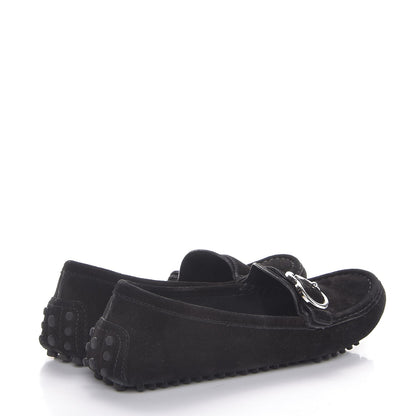Gucci Suede GG Buckle Driver Loafers 37 Nero Black 4 of 10