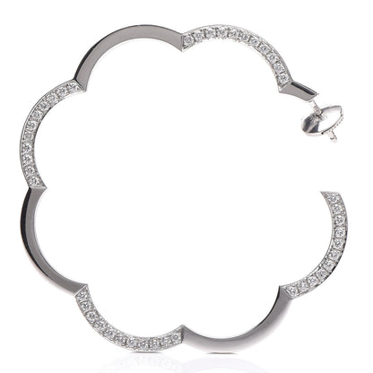 Chanel 18K White Gold Diamond Large Profil de Camelia Hoop Earrings 5 of 6
