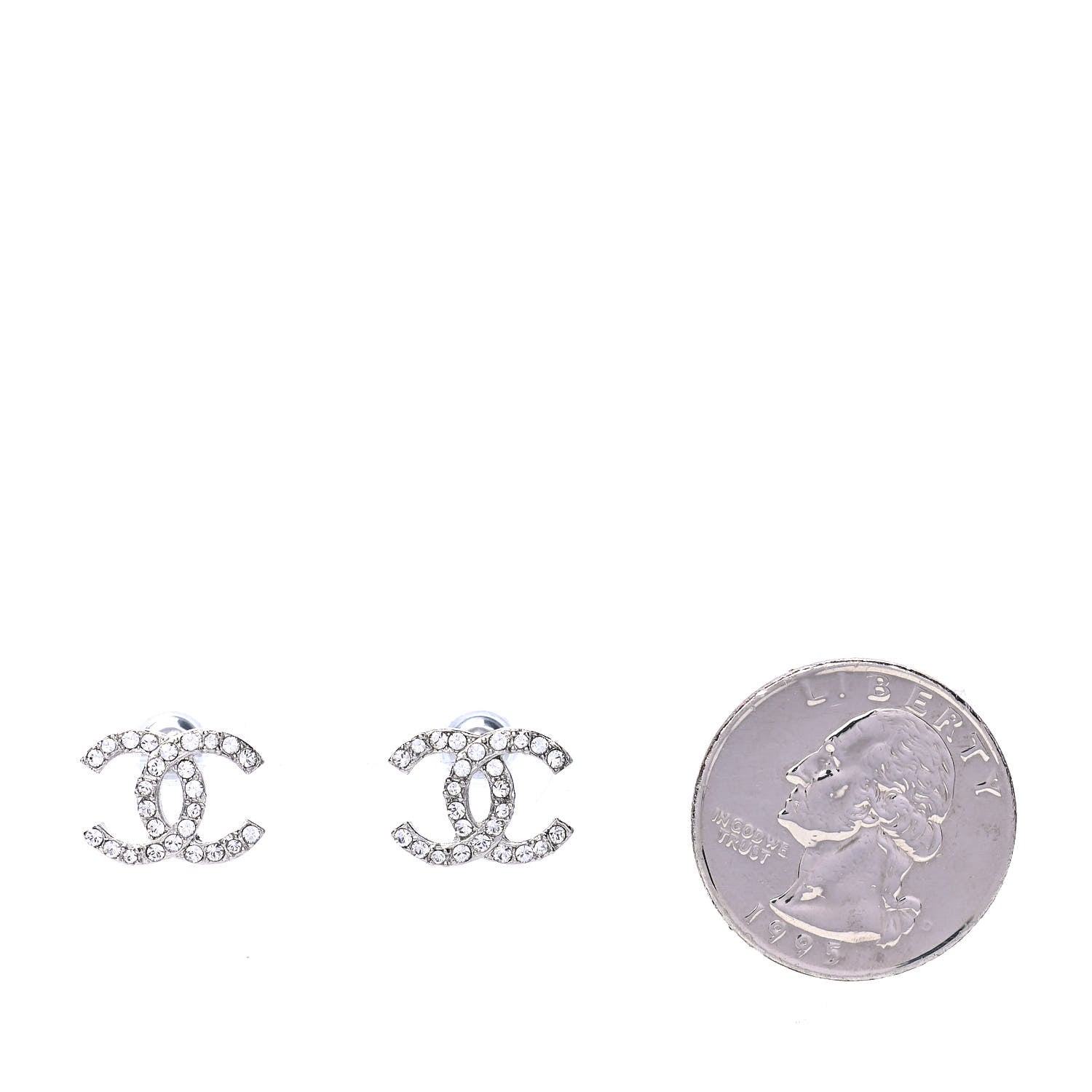 Chanel Crystal CC Earrings Silver 2 of 4