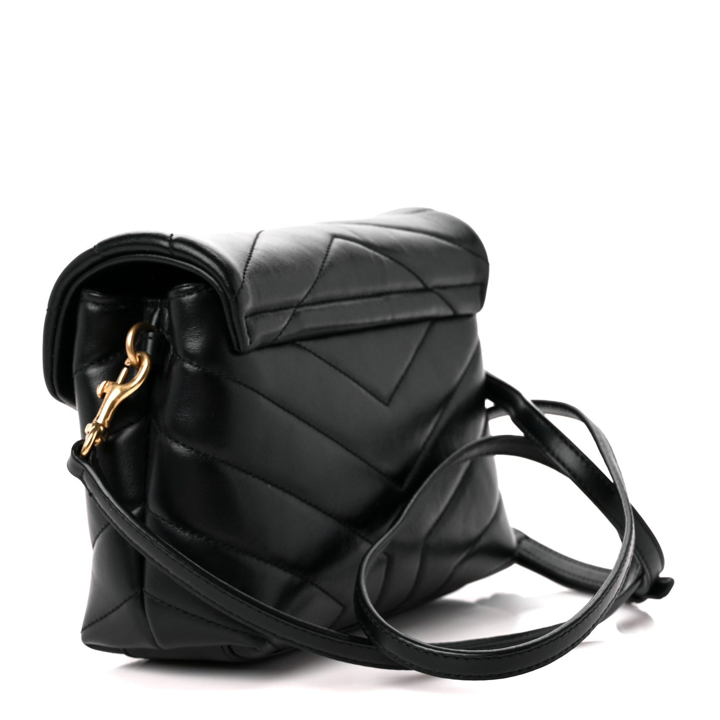 Calfskin Y Quilted Monogram Toy Loulou Crossbody Bag Black
