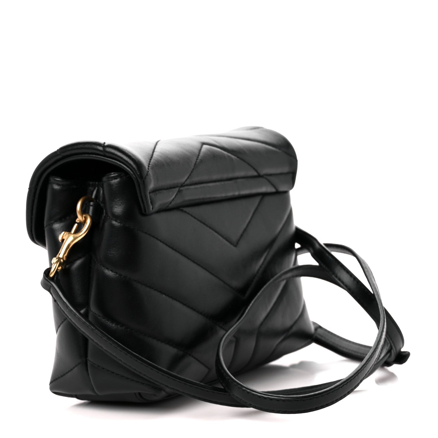 Saint Laurent Calfskin Y Quilted Monogram Toy Loulou Crossbody Bag Black 3 of 12