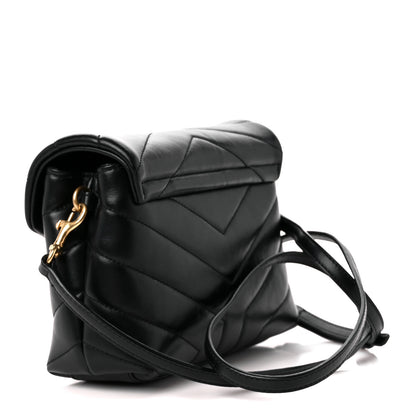 Saint Laurent Calfskin Y Quilted Monogram Toy Loulou Crossbody Bag Black 3 of 12
