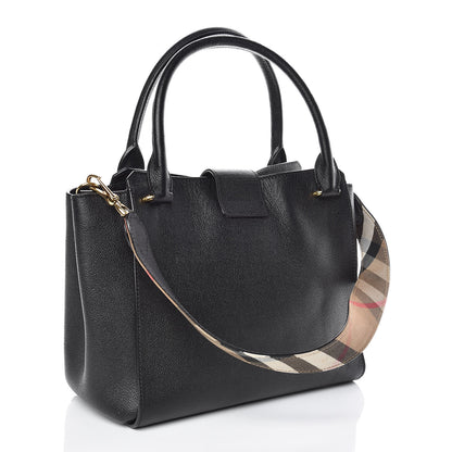 Burberry Soft Grain Calfskin Medium Buckle Tote Black 4 of 11