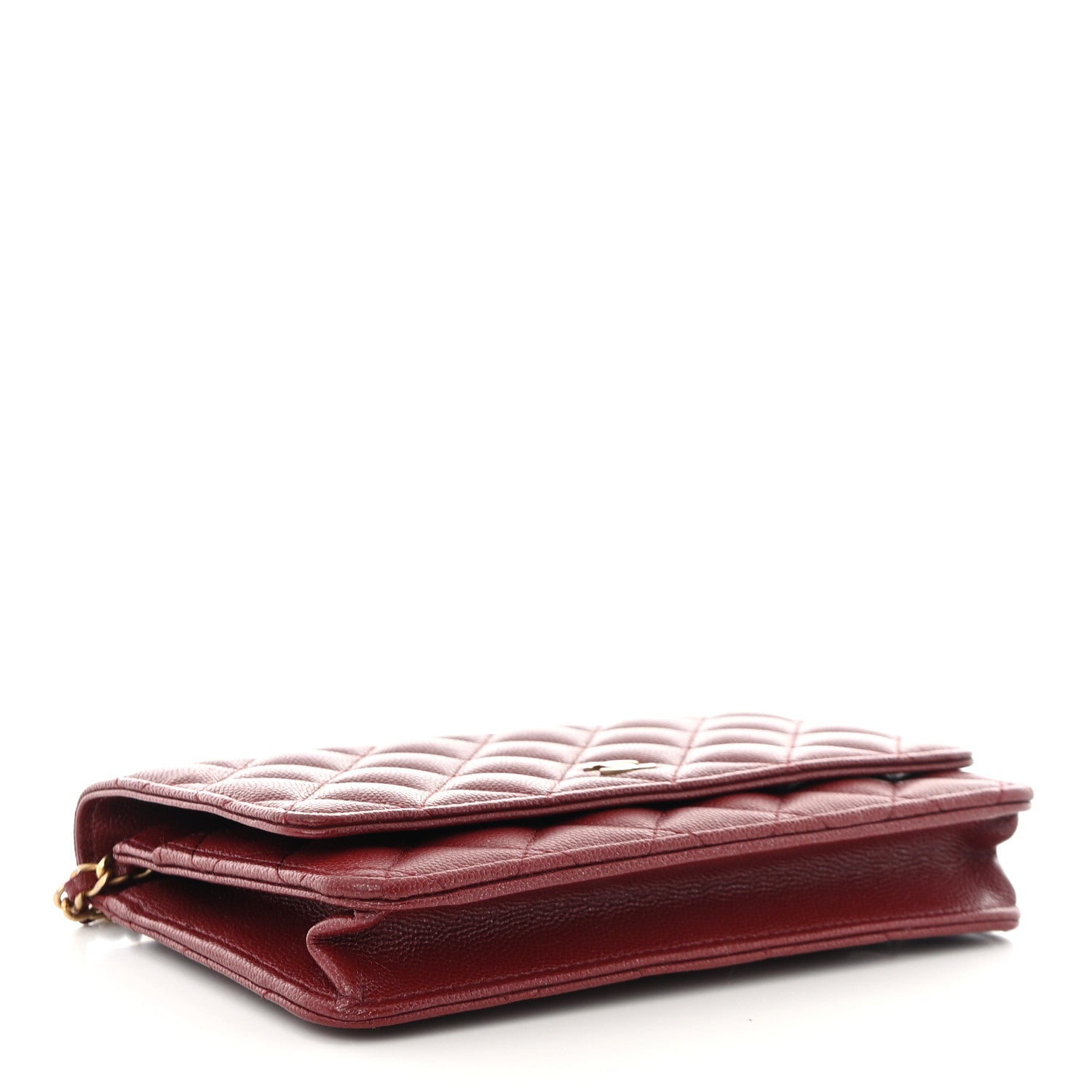 Chanel Metallic Caviar Quilted Wallet on Chain WOC Burgundy 4 of 11