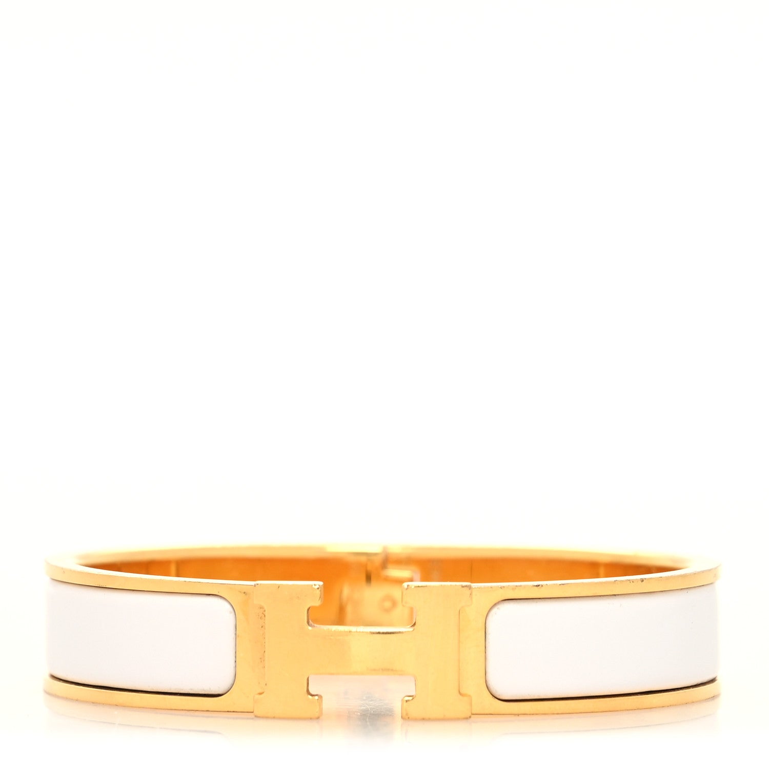 Hermes Enamel Narrow Clic Clac H Bracelet PM White 1 of 5
