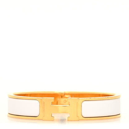Hermes Enamel Narrow Clic Clac H Bracelet PM White 1 of 5