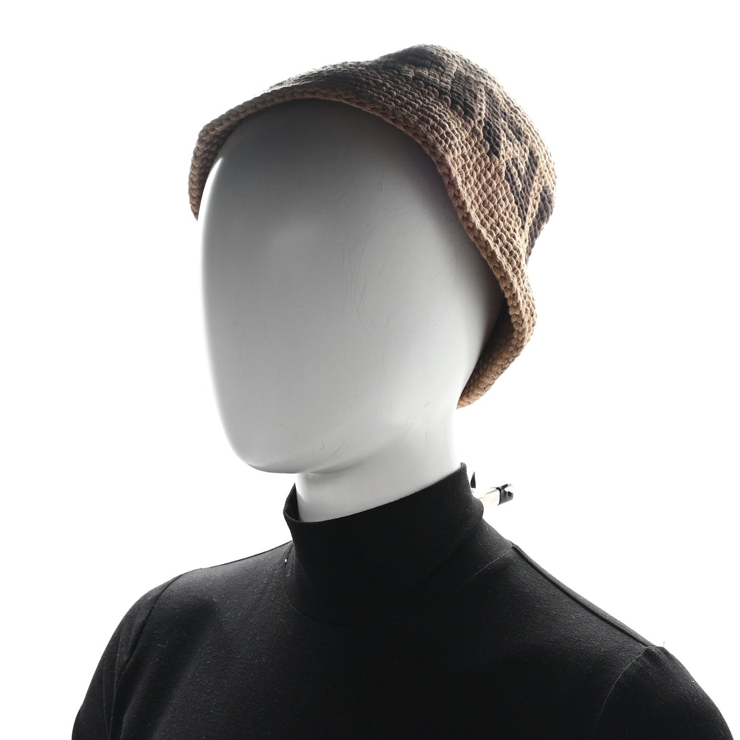 Fendi Cotton FF Woven Bucket Hat S/M Naturale Black 1787699