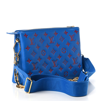 Louis Vuitton Lambskin Embossed Monogram Vuittamins Coussin PM Blue Red 3 of 10