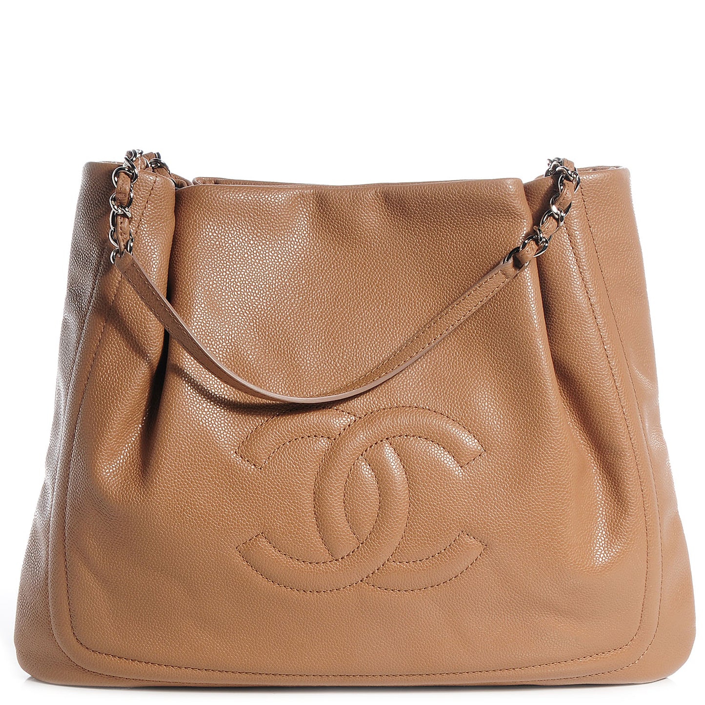 Caviar CC Timeless Shoulder Bag Dark Beige