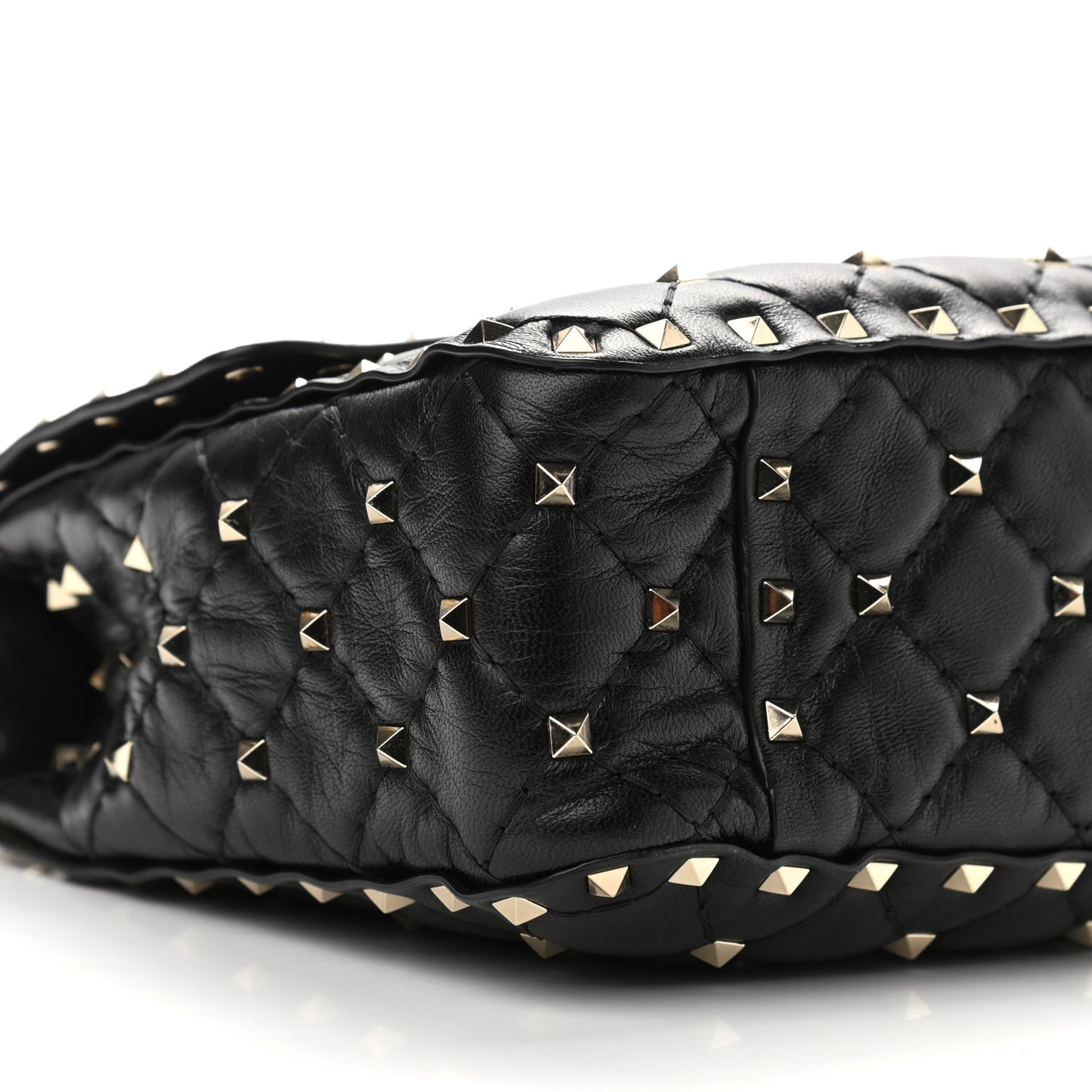 Lambskin Medium Rockstud Spike Shoulder Bag Black