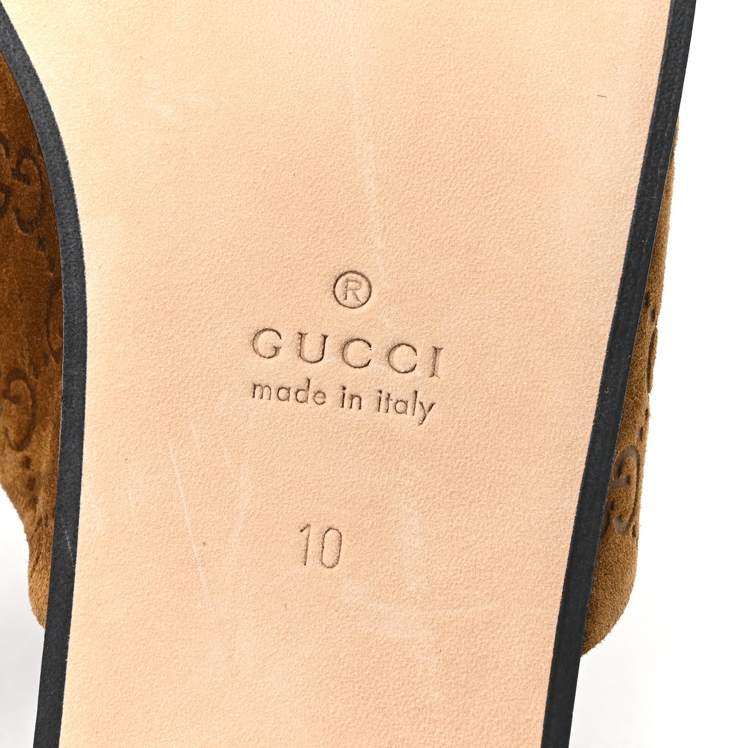 Gucci Suede Cachemire Monogram Mens Princetown Slippers 10 Pepper Brown 7 of 10