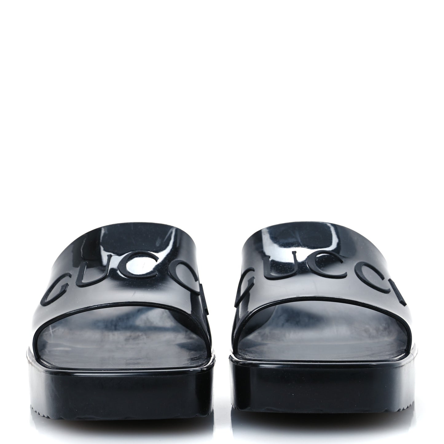 Rubber Gucci Logo Womens Platform 20/60mm Slide Sandals 40 Black