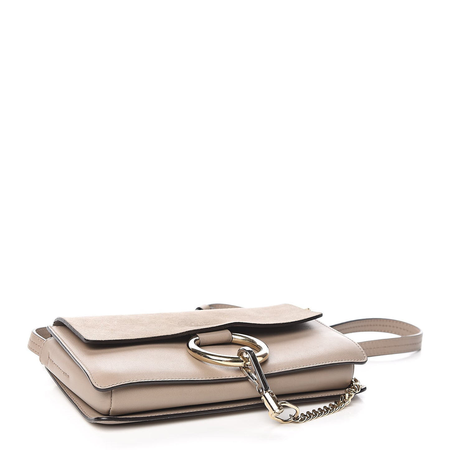 Suede Calfskin Small Faye Shoulder Bag Motty Grey
