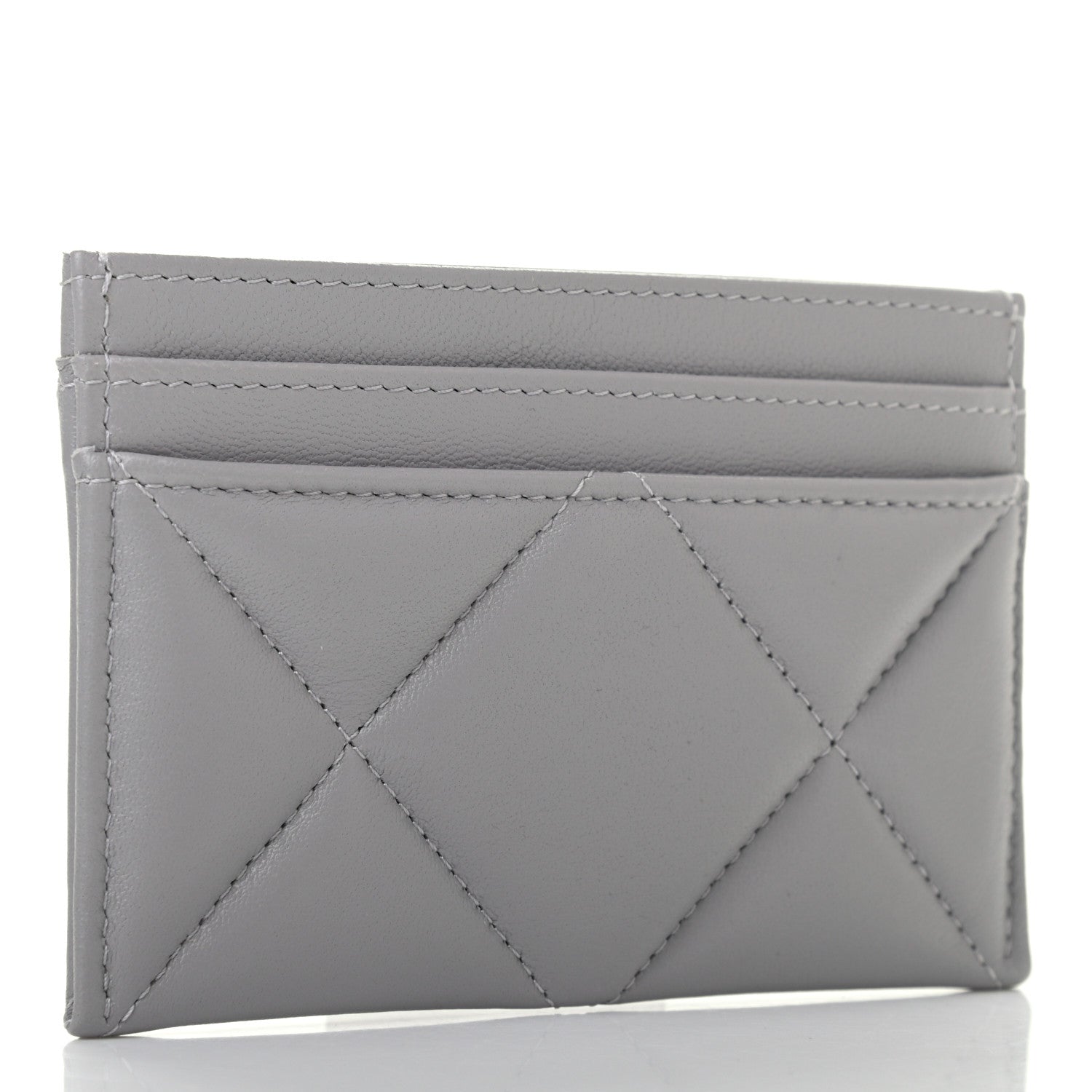 Chanel Lambskin Quilted Chanel 19 Card Holder Grey 3 of 8