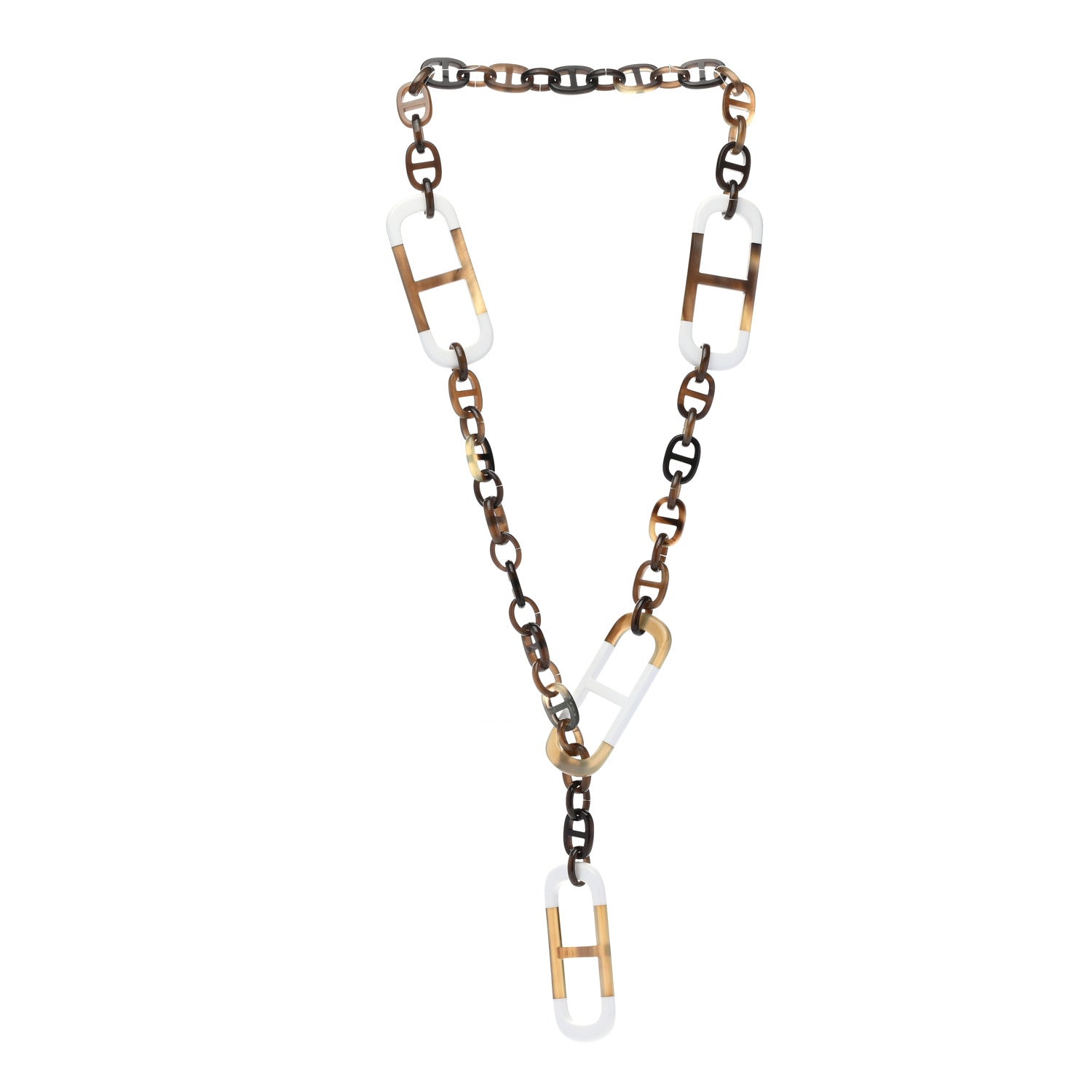 Hermes Buffalo Horn Lacquer Amarres Necklace White 3 of 6