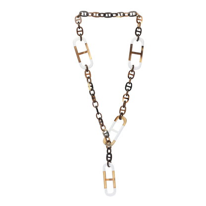 Hermes Buffalo Horn Lacquer Amarres Necklace White 3 of 6