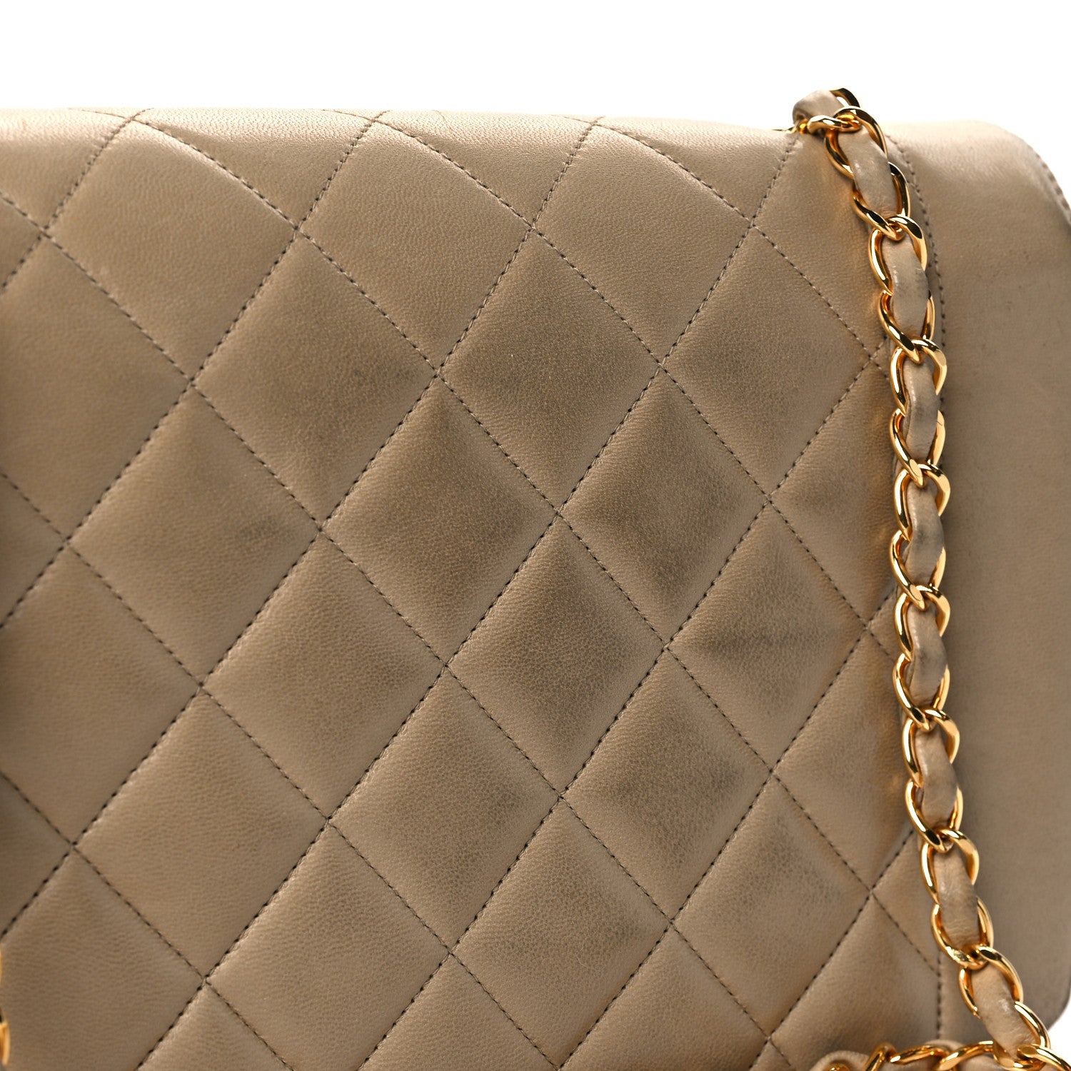 Chanel Lambskin Quilted Medium Single Flap Beige 14 of 17