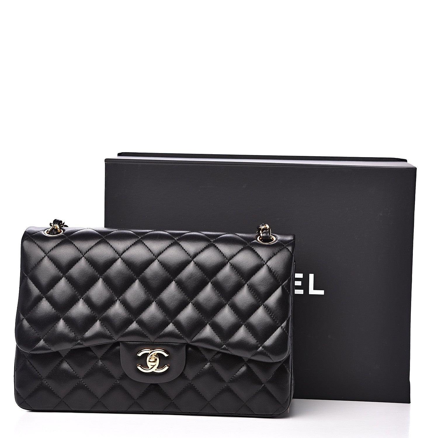 Chanel Lambskin Quilted Jumbo Double Flap Black 13 of 13