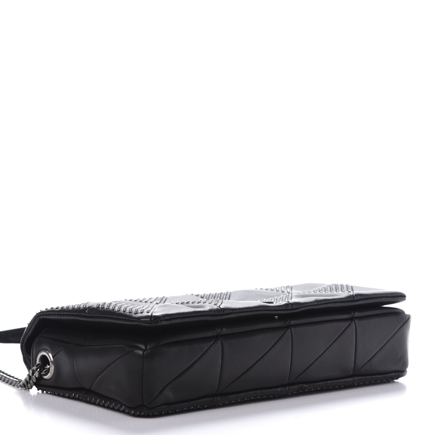 Saint Laurent Lambskin Patchwork Micro Stud Monogram Medium Jamie Baguette Black 4 of 10