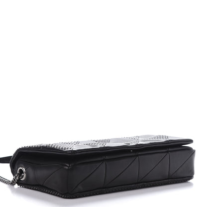 Saint Laurent Lambskin Patchwork Micro Stud Monogram Medium Jamie Baguette Black 4 of 10