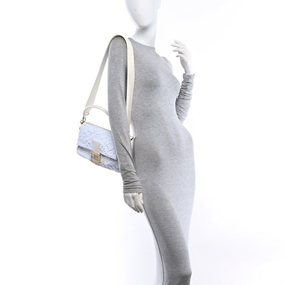Fendi Sequin Paillettes Vitello Grace Sex and the City Baguette White 2 of 10