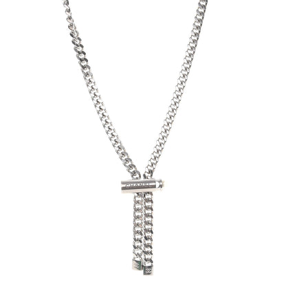 Chanel Pearl Oversized Chain Logo Clinch Necklace Silver 1 of 5