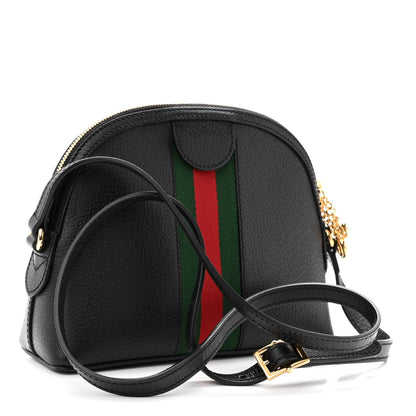 Gucci Calfskin GG Web Small Ophidia Dome Shoulder Bag Black 3 of 9