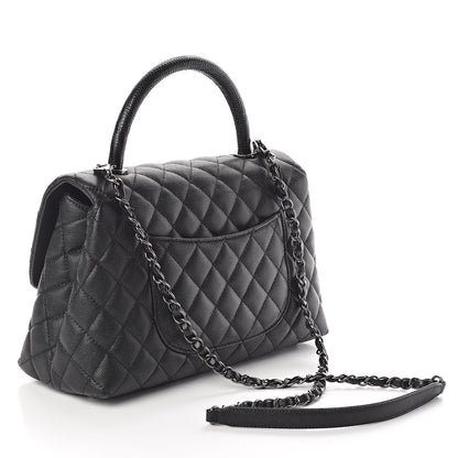 Chanel Caviar Lizard Quilted Small Coco Handle Flap Black 3 of 10