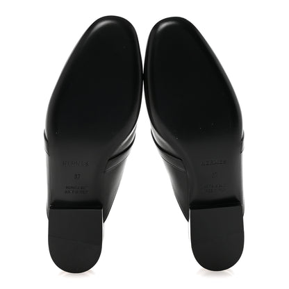 Hermes Calfskin Fringe Oz Mules 37 Black White 6 of 10