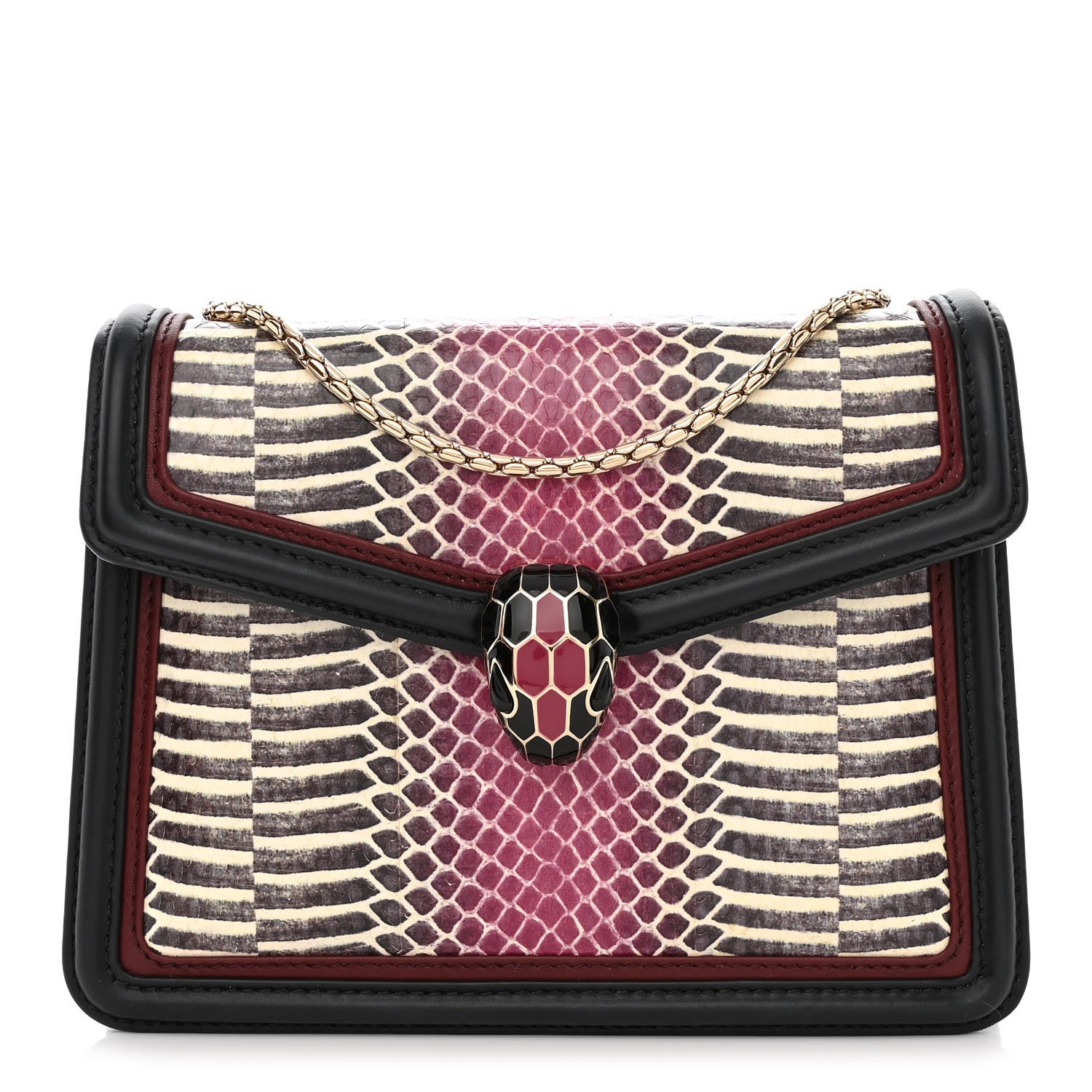 Bulgari Calfskin Elaphe Serpenti Forever Crossbody Bag Ruby Wine Black Multicolor 3 of 12