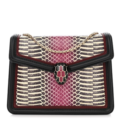Bulgari Calfskin Elaphe Serpenti Forever Crossbody Bag Ruby Wine Black Multicolor 3 of 12
