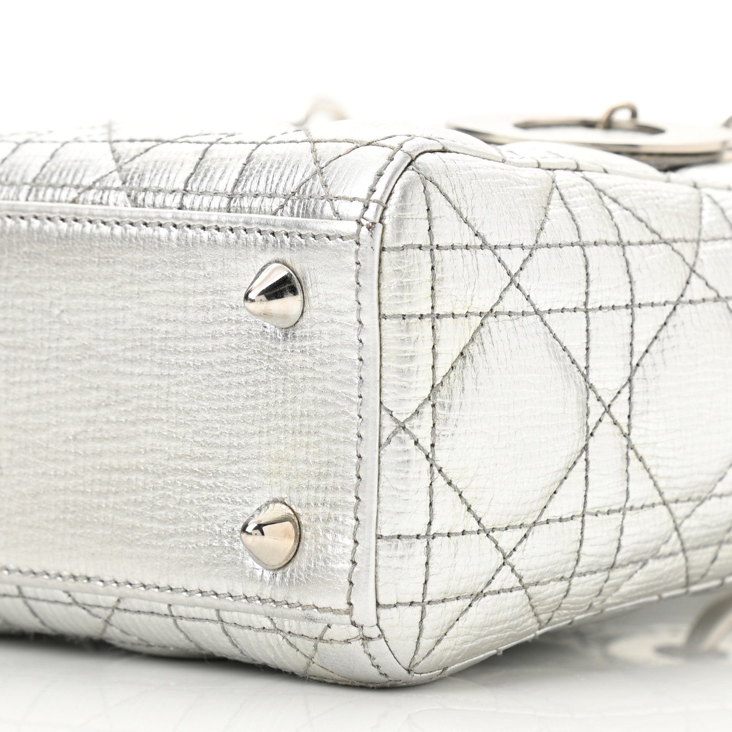 Christian Dior Metallic Grained Calfskin Cannage Small Lucky Badges My Lady Dior Silver 10 of 11