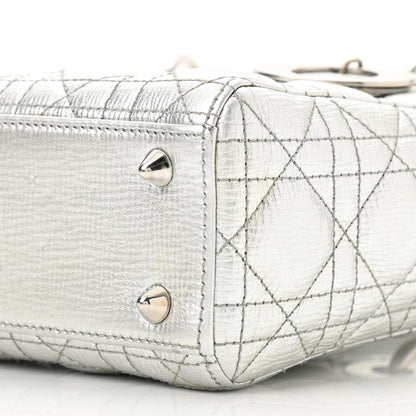 Christian Dior Metallic Grained Calfskin Cannage Small Lucky Badges My Lady Dior Silver 10 of 11