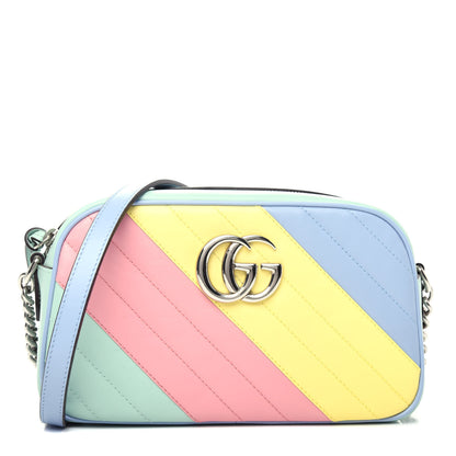Gucci Calfskin Matelasse Diagonal Small GG Marmont Chain Shoulder Bag Multicolor Pastel 1 of 10