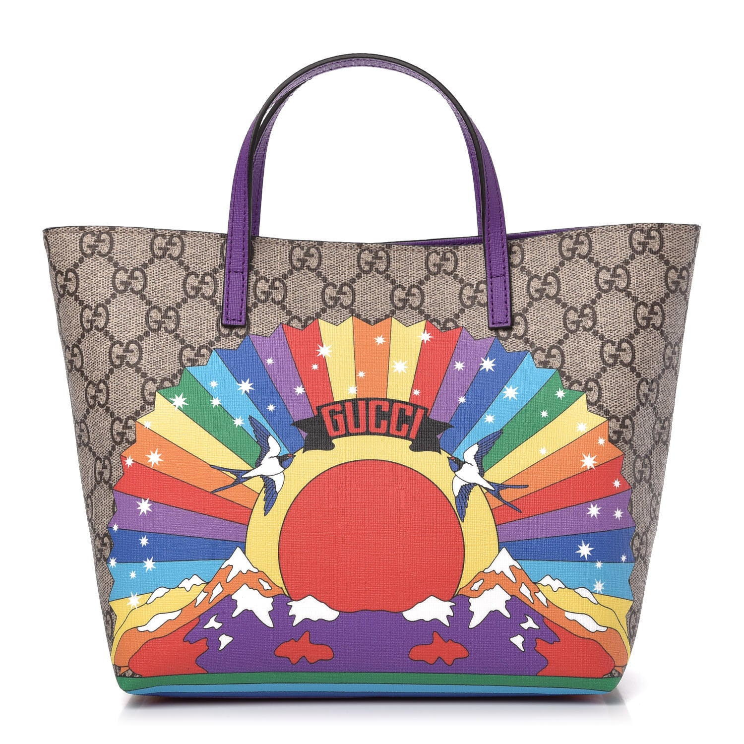 Gucci GG Supreme Monogram Childrens Rainbow Birds Tote 1 of 10