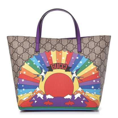Gucci GG Supreme Monogram Childrens Rainbow Birds Tote 1 of 10