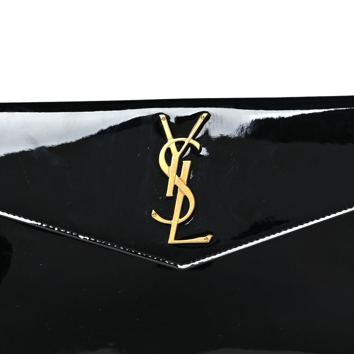 Patent Calfskin Monogram Uptown Clutch Black