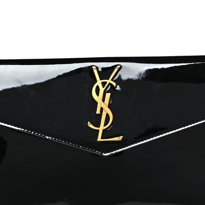 Saint Laurent Patent Calfskin Monogram Uptown Clutch Black 8 of 9