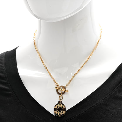 Hermes Permabrass Buffalo Horn Chaine d'Ancre Toggle Pendant Necklace Dore 2 of 6