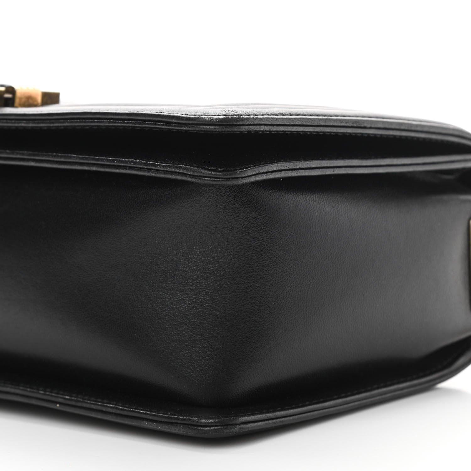 Chanel Lambskin Quilted Medium Boy Studded Handle Flap Black Gold 11 of 13