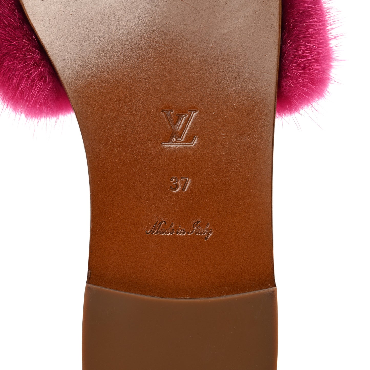 Mink Fur Lock It Flat Mule 37 Hot Pink