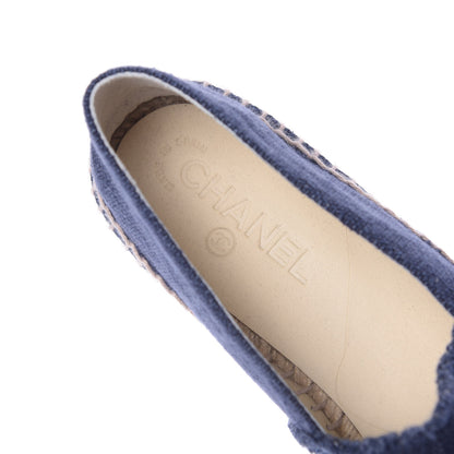 Chanel Denim Toile CC Espadrilles 40 Navy Black 8 of 10