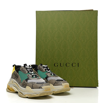 Balenciaga X GUCCI Maxi GG Supreme Monogram Mens Triple S Sneakers 42 Beige Ebony Black Green 10 of 10