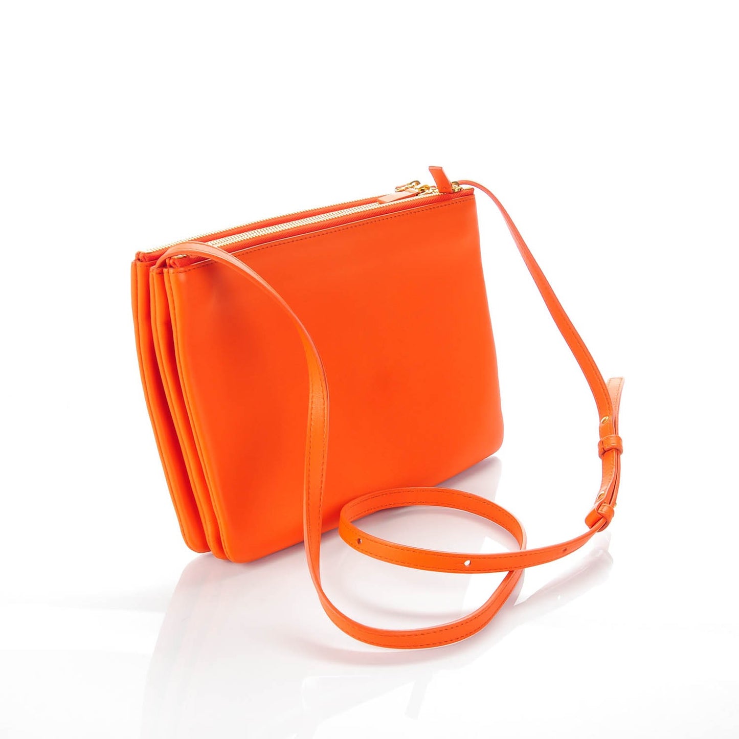 Lambskin Large Trio Crossbody Bright Orange