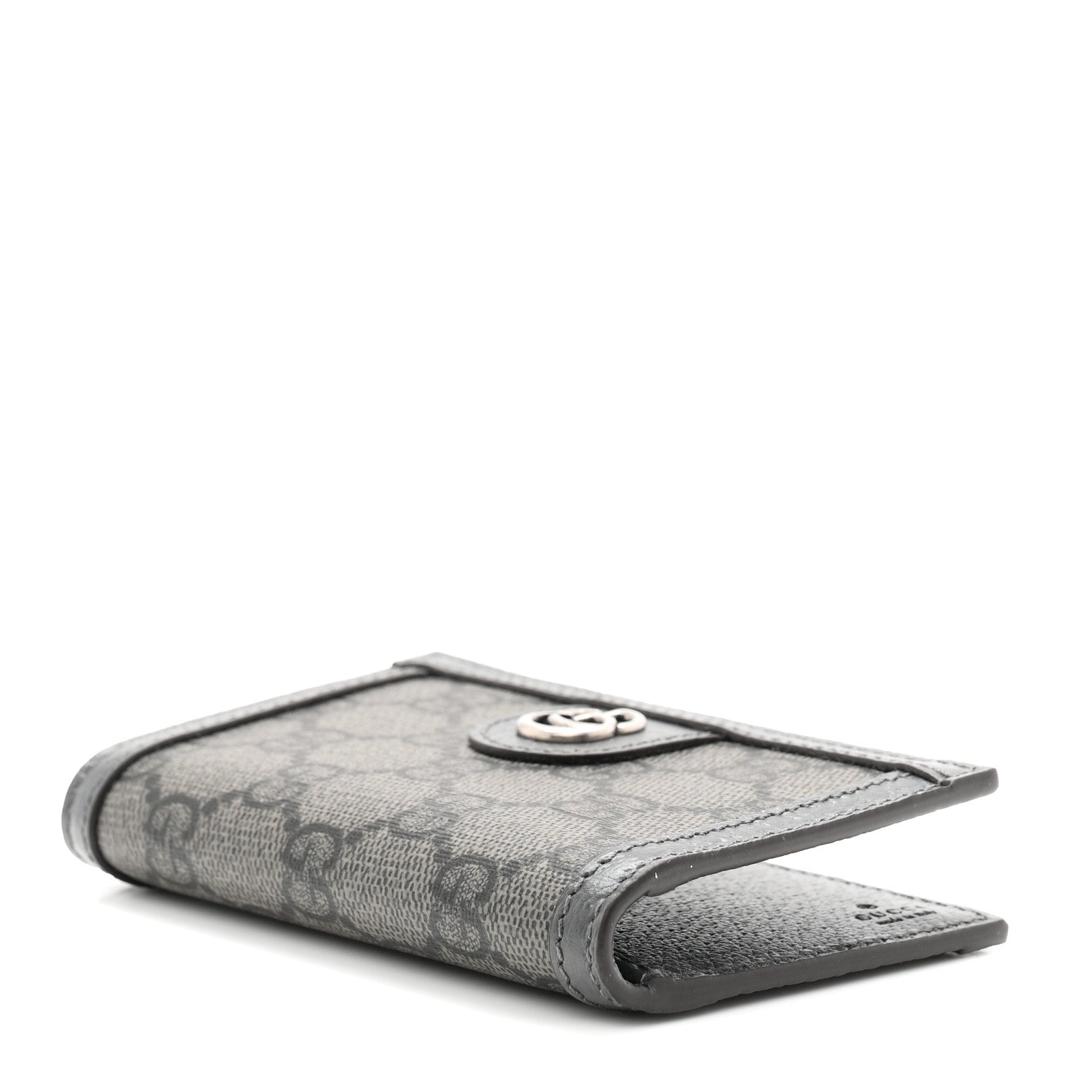 Gucci GG Supreme Monogram Textured Dollar Calfskin Ophidia Card Case Grey Black Graphite Grey 3 of 7