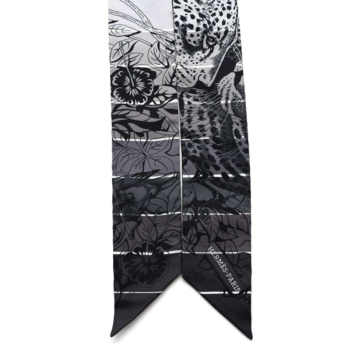 Silk Jungle Love Rainbow Twilly Gris Black White