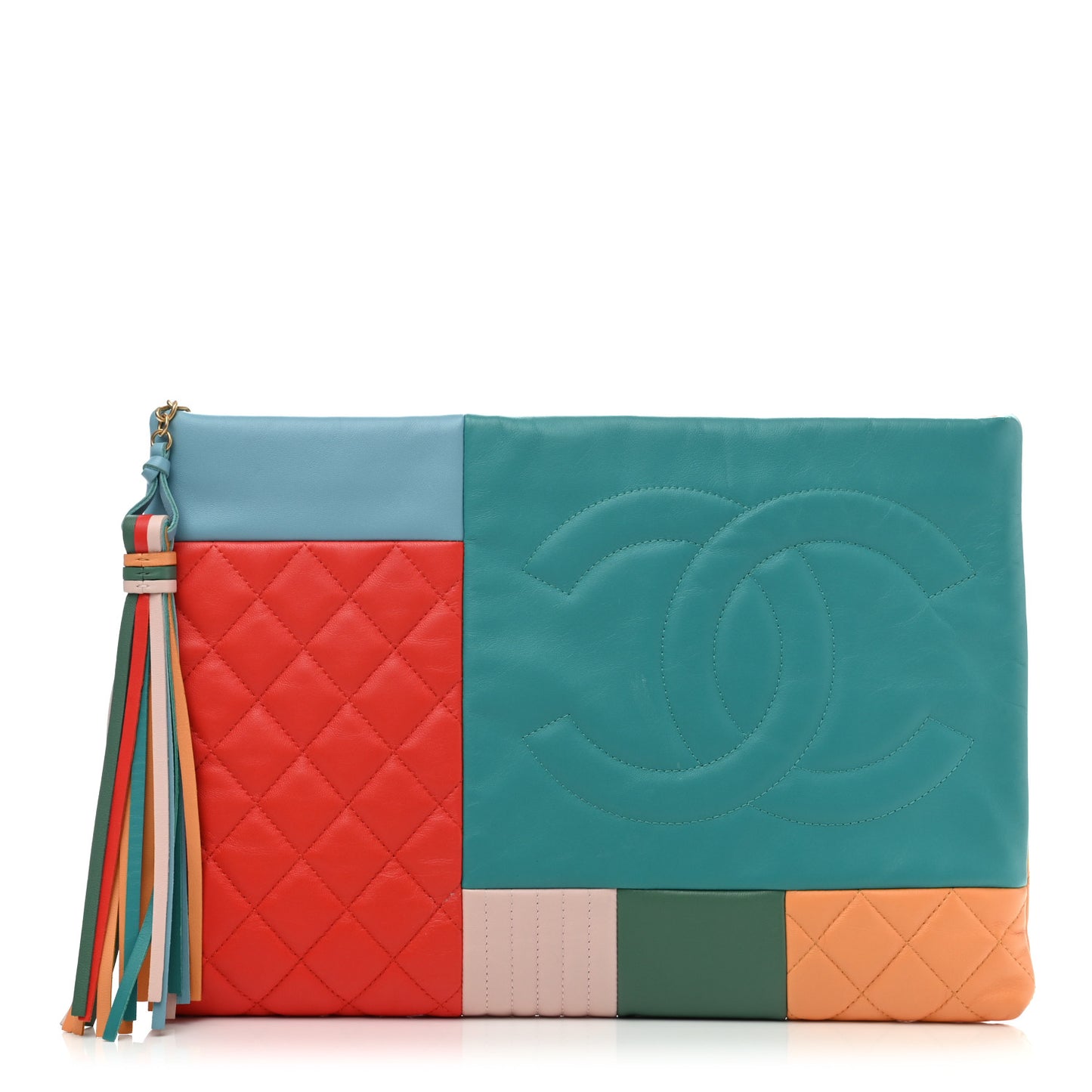 Lambskin Patchwork Large Cosmetic Case Multicolor