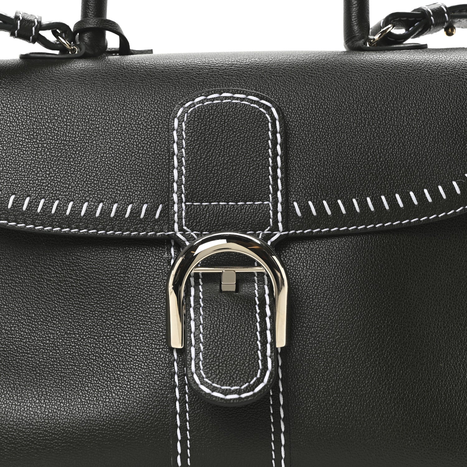 Delvaux Grained Calfskin Rodeo Surpique MM Brillant Satchel British Green 8 of 10